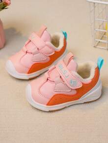 1 Đôi Bé Gái & Bé Trai Mờ Móc Và Vòng Đóng Bằng Mũi Tròn Ấm Áp Đi Bộ Giày Cho Mùa Đông - Hồng - Xem 4