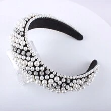 珍珠和鑽石海綿頭帶,適合女性,復古且別緻的髮飾,最適合日常穿著