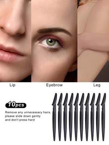 10 Piezas Herramienta Multifuncional De Exfoliación De La Piel, Navaja Para Cejas, Navaja Para Vello Facial, Navaja Para Afeitar Piernas - Negro - Ver 2