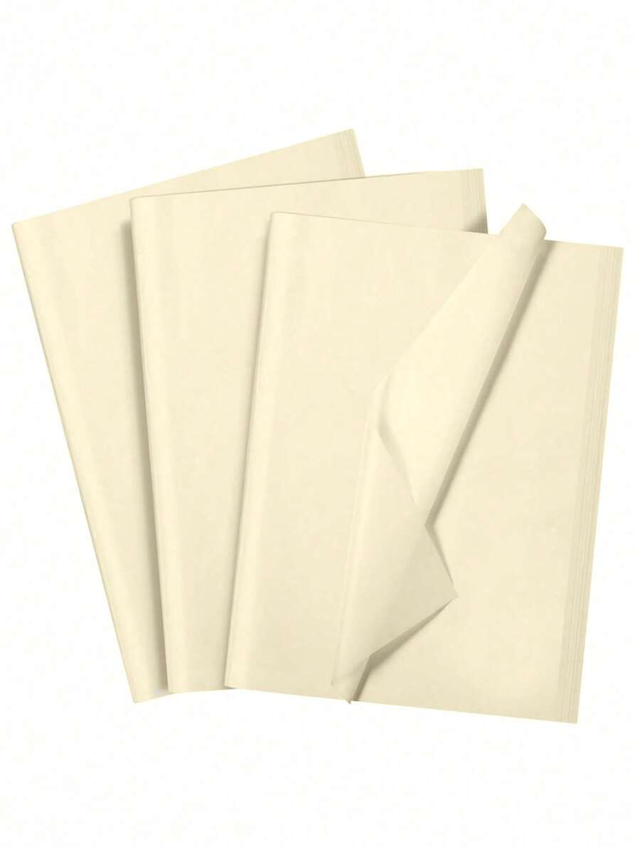 100 张礼品袋薄纸，薄而松散的包装，尺寸 50x35 厘米，艺术薄纸，适用于礼物、游戏、生日、母亲节、毕业典礼、包装、工艺品、DIY 纸花等（米色）情人节