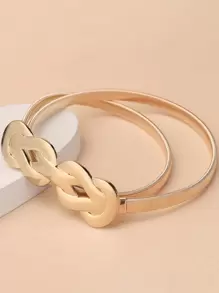 1 pieza Cadena elástica de cintura de metal para mujer, multifuncional para vestido, abrigo, suéter, jeans de verano, escuela de otoño, otoño, Halloween - Dorado - Ver 8