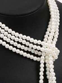 時尚復古長珍珠項鍊毛衣鏈適合女士日常佩戴、派對或節日配件