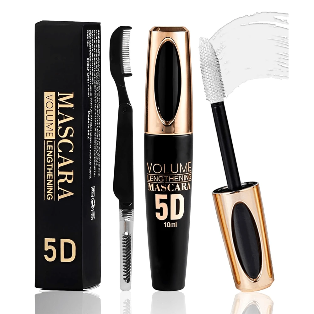 Blue Purple Waterproof Mascara For Eyelashes 5D Silk Fiber Liquid Lash Extensions Colored Mascara With Folding Eyelash Comb Brush  Volumizing And Thick Smudge-Proof Long Lasting Party Stage Use