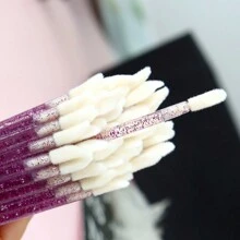 50入組多功能水晶手柄化妝刷,適用於唇蜜刷和睫毛膏刷 - 玫紅色 - 查看 5