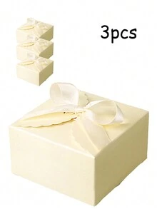 3Pcs Yellow Small Gift Boxes Empty Gift Box with Ribbons Cute Decorative Box For Friends, Children, Birthday, Wedding, Party, Cookie, Chocolate, Candy - Yellow - View 2