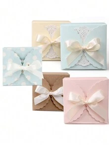 3Pcs Yellow Small Gift Boxes Empty Gift Box with Ribbons Cute Decorative Box For Friends, Children, Birthday, Wedding, Party, Cookie, Chocolate, Candy - Yellow - View 1