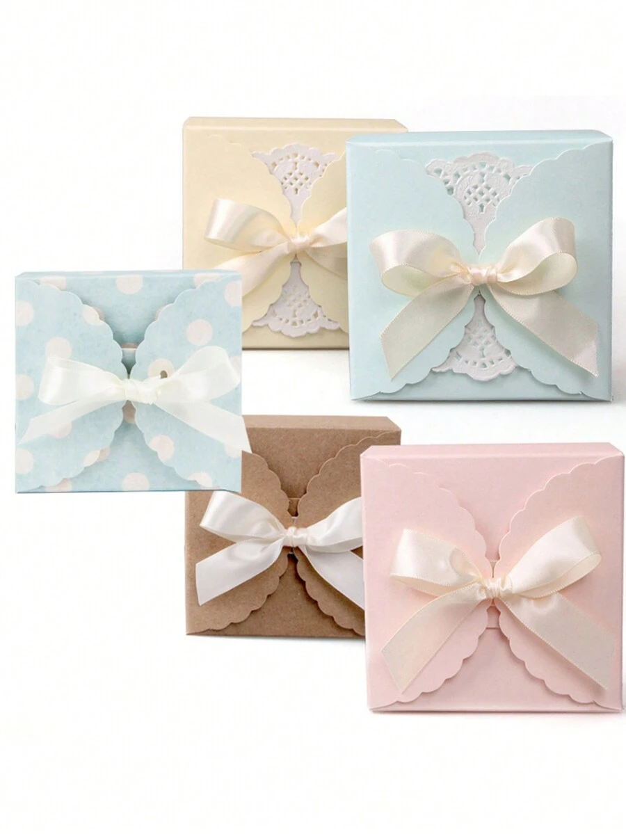 3Pcs Yellow Small Gift Boxes Empty Gift Box with Ribbons Cute Decorative Box For Friends, Children, Birthday, Wedding, Party, Cookie, Chocolate, Candy - Yellow - View 1