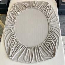 Nueva sábana bajera ajustable individual de invierno suave y cálida con gruesa franela de leche bordada y unicolor - Yu Meng-Vainilla Gris - Ver 5