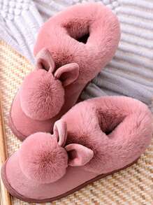 Pantuflas Para Mujer Suaves Peluche Para Descanso Dormitorio Suela Ligera - Rosa Pálido - Ver 2