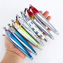 7入裝40g/80g/100g發光快速垂釣鑄造誘餌7色漁獲金屬帶助攻鈎 - 彩色 - 查看 2