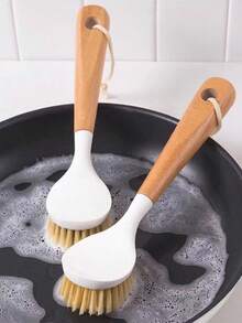 Long-handled Simple Cleaning Brush - White - View 2