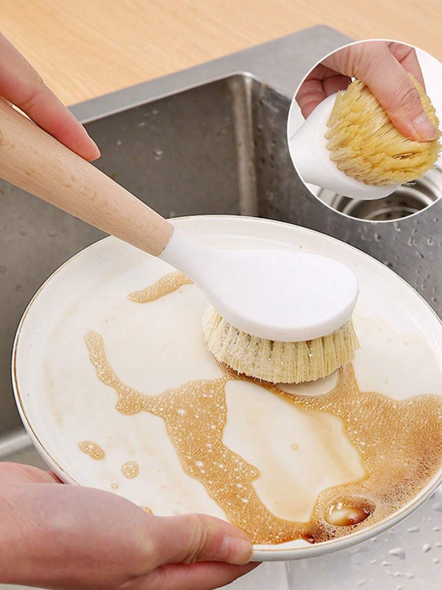 Long-handled Simple Cleaning Brush - White - View 1