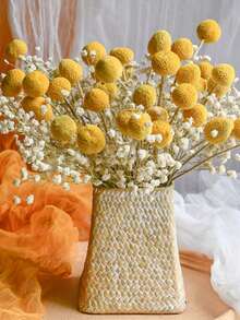 30pcs Gold Ball Shaped Flower Stems + 100g Baby's Breath Dried Flowers + 45cm/17.7in Necklace