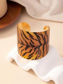 1pc Tiger Shaped Personalized Fashionable Ins Style Open Cuff Bracelet - Coffee - View 2