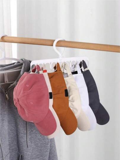 Cabide multifuncional para porta-bonés, organizador de chapéus suspensos de plástico branco, armazenamento giratório para bonés