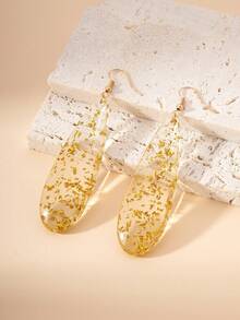 1對原創歐美設計的膠體 & 樹脂吊墜耳環,長髮銀色飾品,適合約會