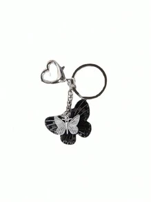 Schattige cartoon vlinder sleutelhanger, perfect als sporttas bedelaccessoire! Modieus, draagbaar, geschikt voor op reis, geschikt voor school, geschikt voor op reis, eenvoudige stijl, effen kleur, geschikt voor studenten, leermiddelen, auto-accessoires, dames sleutelhanger bedel, Valentijnsdag
