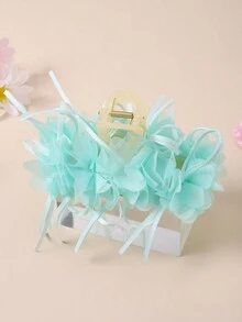 Green Lace Embroidered 3d Flower Hair Claw Clip Accessory - Green - View 1