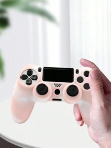 浅粉色碰撞色软橡胶硅胶保护壳兼容 PS4 控制器，防汗防滑