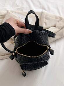 2024 Fashionable Mini Backpack, Versatile Travel Bag/Student Bag - Black - View 4