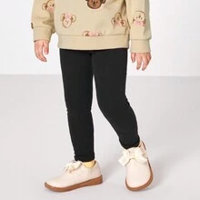 Balabala 少女加厚打底褲，冬季百搭休閒彈力修身黑色褲子 - 黑色 - 查看 4