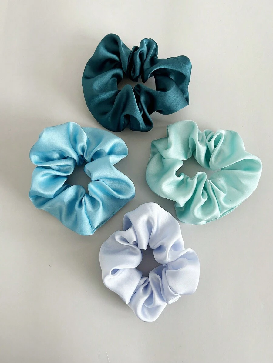 4 件套女士面料缎莫兰迪系列发圈，款式简约时尚，适合日常休闲使用，多巴胺发圈发圈 - 彩色 - 查看 1