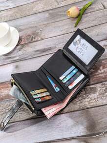 RFID Blocking Men's Tri-Fold Wallet With Multiple Card Slots Soft Multifunctional Wallet For Men Husband Dad Son Sports Casual Business Wallet - Black - View 4