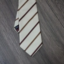 1pc Women's Beige And Coffee Striped Necktie With Patchwork Design, Suitable For Formal Occasions And Daily Use - Coffee Brown - View 5
