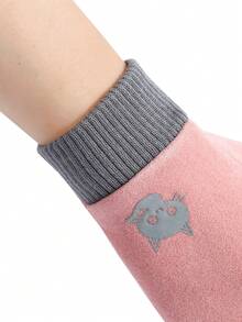 一對升級版女士保暖絨布手套,柔軟舒適觸控手套,早晨跑步,騎車和開車手套,時尚風格 - 粉色 - 查看 6