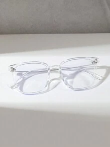 1 件装方形框架铆钉金属铰链透明眼镜适合日常使用透明眼镜配件 - 無色 - 查看 2