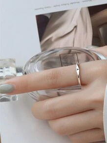 1個時尚字母首飾戒指女性經典簡約開口指環,適用於女士派對珠寶禮物