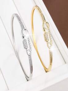 1pc Fashionable Pin Shaped Decor Elegant Women's Ring - White - View 7