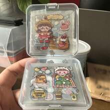 1 Pieza Pegatina De Dibujos Animados De Chica Linda, 100 Piezas Pegatinas De Cuaderno, Pegatinas A Prueba De Agua Para Diario Y Scrapbooking - Multicolor - Ver 4