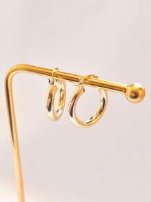 Smooth Hoop Earrings 18k Laminated Gold - Gold - View 4
