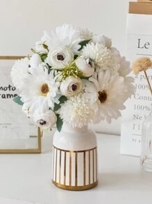 1 束蒲公英菊花茶花蕾手持婚礼花束、派对装饰、家居客厅橱柜装饰假花最佳礼物