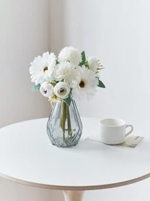 1 束蒲公英菊花茶花蕾手持婚礼花束、派对装饰、家居客厅橱柜装饰假花最佳礼物