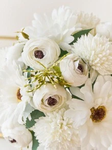 1 束蒲公英菊花茶花蕾手持婚礼花束、派对装饰、家居客厅橱柜装饰假花最佳礼物