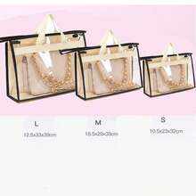 1個大型pvc透明防塵袋,適用於手提包收納,女性衣櫥儲物的掛式防水袋 - 黑色 - 查看 8