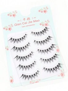 5對全帶透明軟枝自然上假睫毛,長、軟、捲翹、增密、可重複使用,歐式風格 - 黑色 - 查看 2