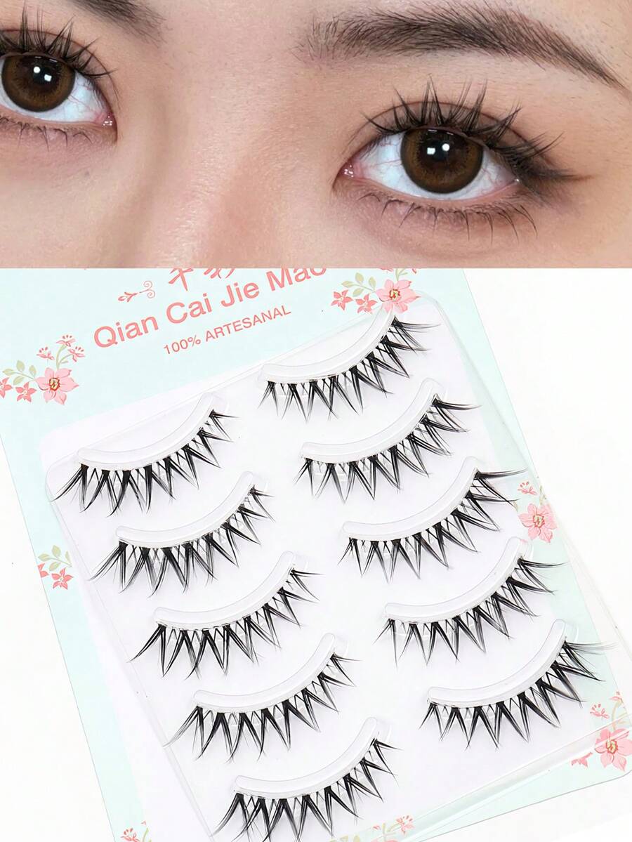 5 cặp Giường đôi Dải Trông tự nhiên Lông mi Đối với Mí mắt , Dài , Mềm mại , Cuộn tròn , Thúc đẩy tăng trưởng tóc , Có thể tái sử dụng , Phong cách châu Âu - màu đen - Xem 1