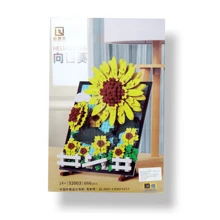 FLOR ARMABLE DE MINI BLOQUES - GIRASOL - Naranja - Ver 4