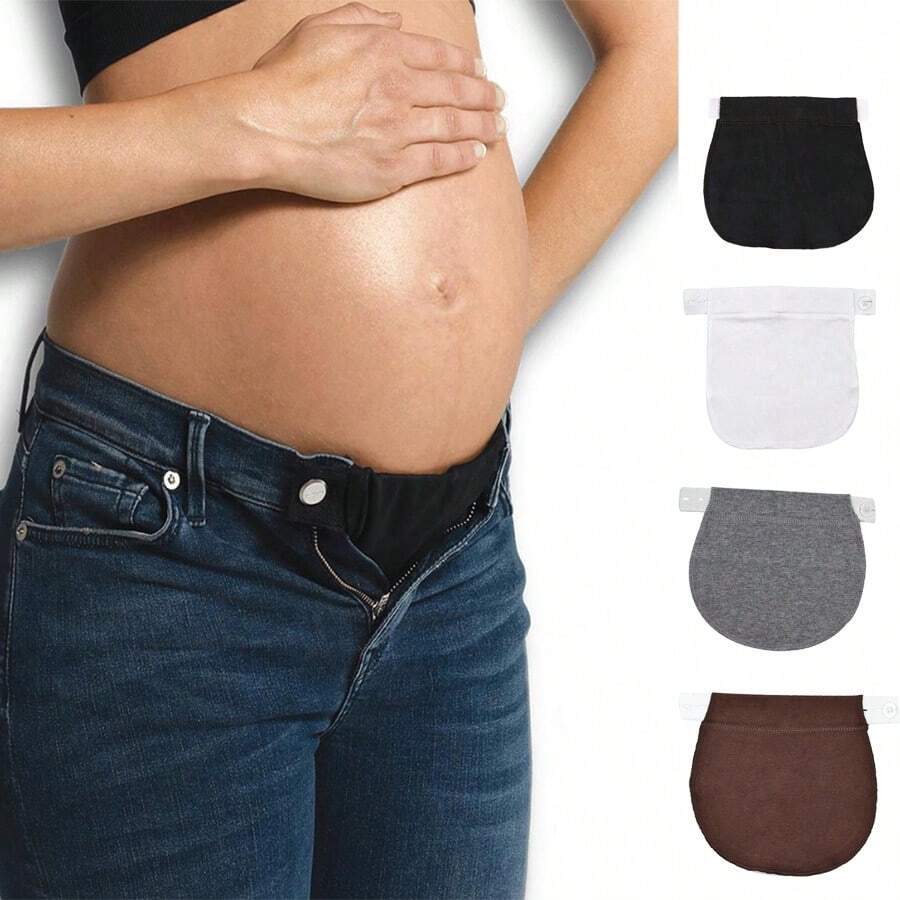 1個孕婦褲子腰部擴展器,彈性帶和金屬扣擴張器,適用於孕婦牛仔褲,長褲,褲子 - 咖啡棕 - 查看 1