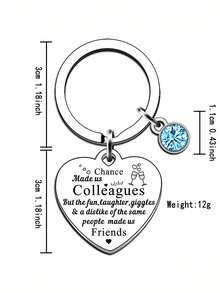 1pc Coworker Keychain Colleague Gift For Workmate Xmas Appreciation Leaving Away Promotion Birthday Retirement Gift Key Ring - Silver - View 3