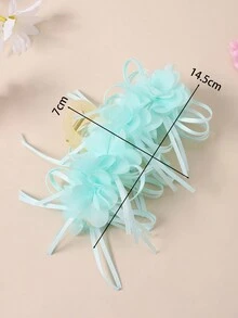 Green Lace Embroidered 3d Flower Hair Claw Clip Accessory - Green - View 4