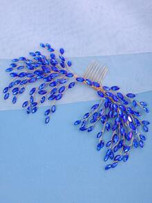 1 件裝女豪華紫色水晶髮梳,手工編織優雅派對頭飾新娘婚禮髮飾,新年結婚禮物