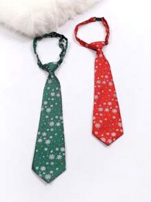 2pcs/set Men's Fashionable Snowflake Pattern Necktie Set, Perfect For Christmas Party - Multicolor - View 1