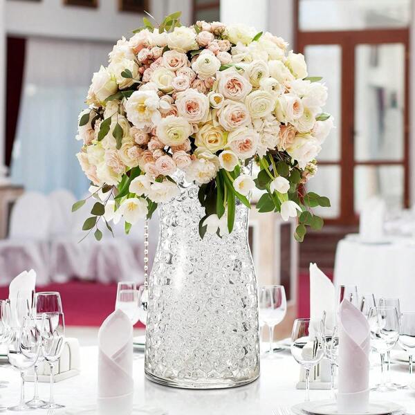 50 000 pièces Perles d'eau de gel transparentes, perles de remplissage de vase, boules d'eau grandissantes, boules de gelée de cristal pour centre de table de mariage avec fleurs flottantes et bougies
