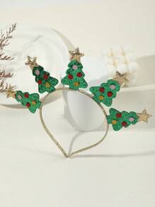 1pc Five Gold Stars Christmas Tree Headband, Party Series