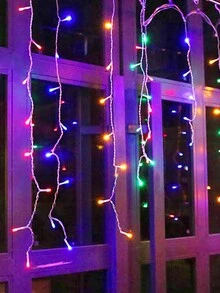 聖誕節戶外裝飾燈4m Led街道花環冰柱燈,戶外防水窗簾妖精串燈 - 彩色 - 查看 2