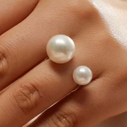 1 Pieza Estilo Ins Anillo De Imitación De Perla Simple Y Abrible Para Mujer